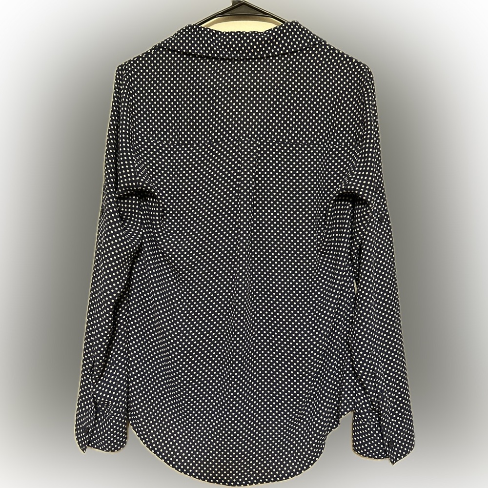 Express Portofino polka dot Navy longsleeve shirt size Small - Picture 4 of 4